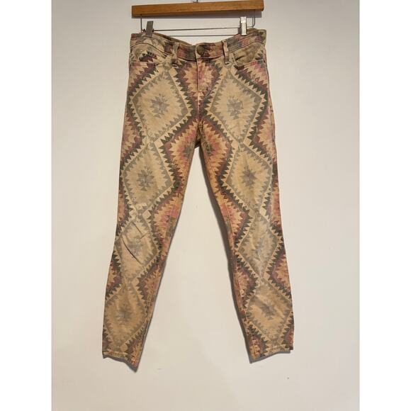 Current/Elliott The Stiletto Skinny Jeans 27  Desert Navajo Aztec Print USA Made - Picture 1 of 7